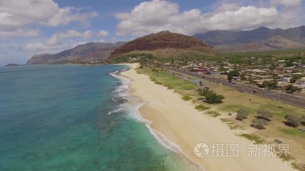夏威夷瓦胡岛空中卖力海滩公园视频