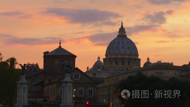 圣伯多禄大教堂梵蒂冈天际线视频