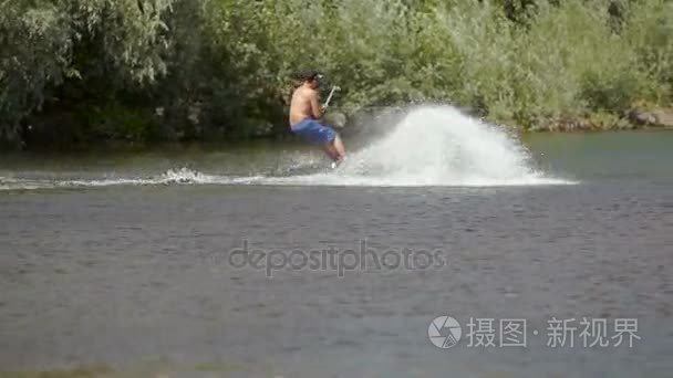 滑水运动摄像机与河上视频