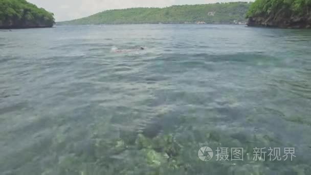 水在巴厘岛上浮潜的女孩视频