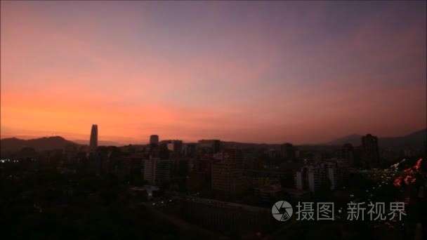 在智利圣地亚哥的日落视频