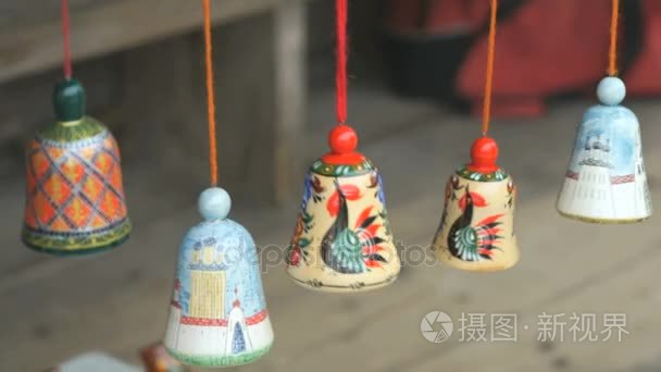 传统多彩节日木制钟声响起视频