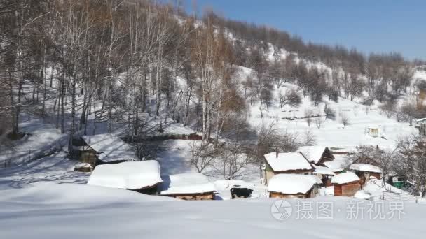 冬季农村景观风光乡村 4 k