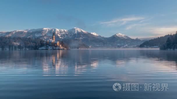 布莱德湖美丽的冬天视频
