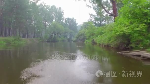 4 k.Prores 编解码器。从空中航拍视频。夏季森林与小山河