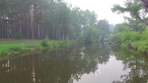 4 k.Prores 编解码器。从空中航拍视频。夏季森林与小山河