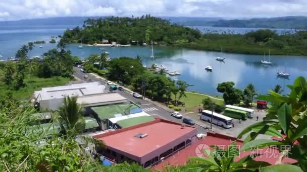 萨武萨武镇斐济的空中花园景观视频