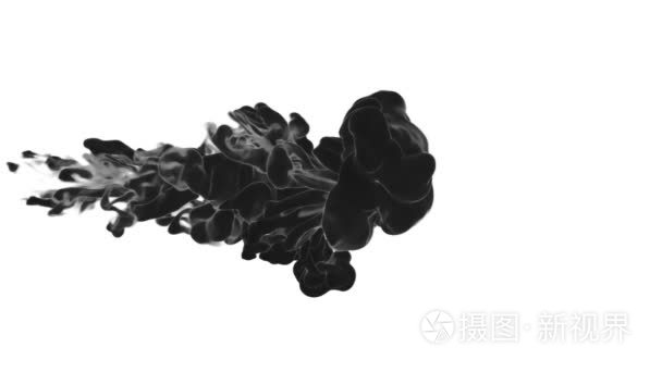 抽象的黑色墨水或烟雾背景与 alpha 蒙版。视觉特效云油墨的过渡 背景 叠加和效果。对于 alpha 通道使用 alpha