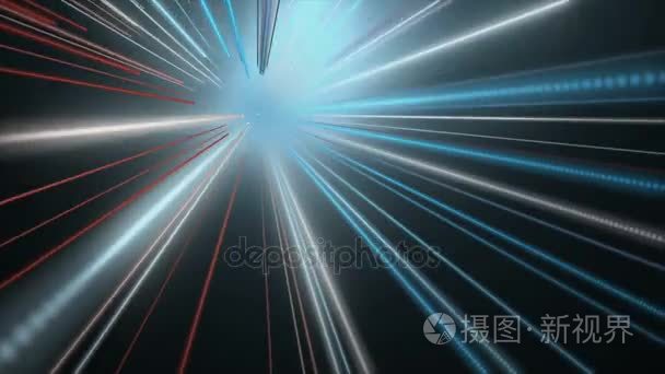 未来派动画条纹对象与光微光在慢动作，4096 × 2304 循环 4 k