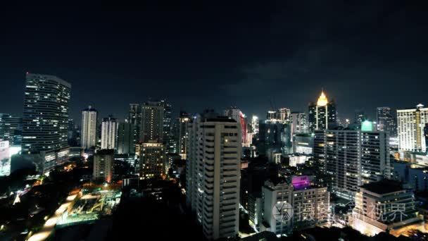 曼谷商务酒店地区晚上时间流逝视频