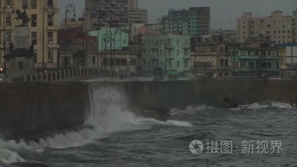 哈瓦那滨海大道大道海滨视图视频