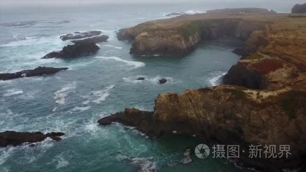 北加州海岸线的航拍镜头视频