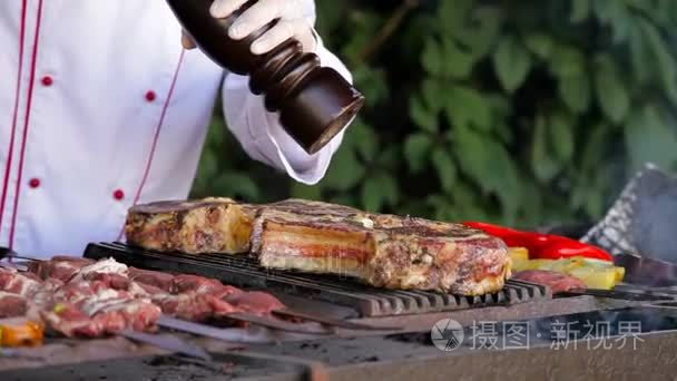 厨师胡椒牛肉牛排视频