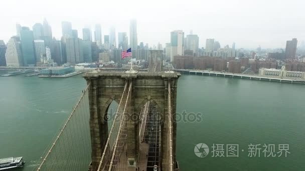 曼哈顿岛远景拍摄直升机相机视频