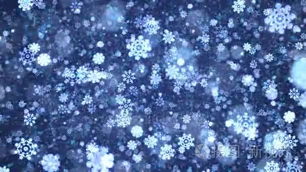 蓝色抽象圣诞雪花背景视频