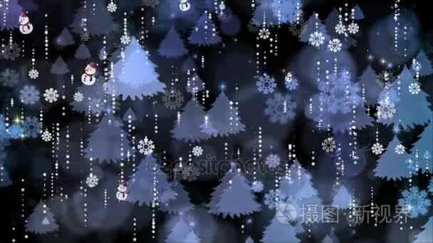 雪花和圣诞树背景视频