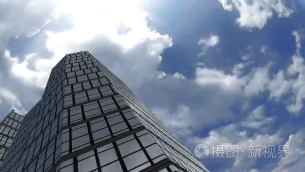 城市摩天大楼在天空之下视频