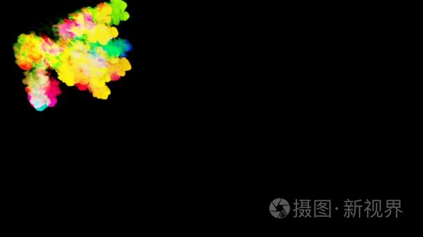 黑色背景下的粉末爆炸。3d. 将粒子动画作为彩色背景或叠加效果。彩虹色粉为明亮的展示如节日。41