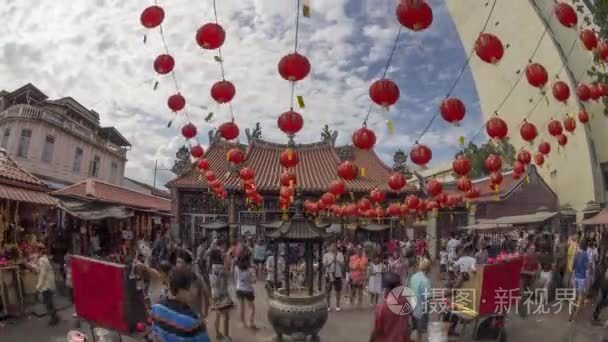 中国信徒的鱼眼观参观观音庙视频