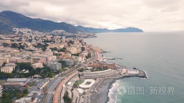 热那亚市鸟瞰图视频
