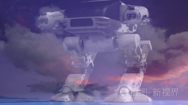 科幻机器人机天空视频