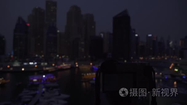 相机拍摄 taymlaps 迪拜滨海股票视频影片夜景