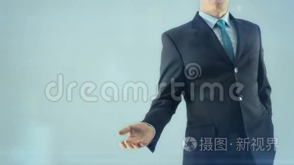 商人，商人，云计算，网络服务器，概念，手持设计方案，白光背景