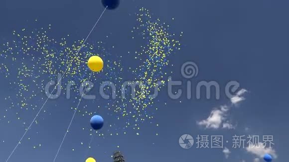 节日气球在天空中飞翔视频