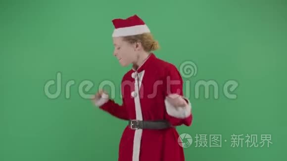 女人圣诞老人庆祝圣诞节视频