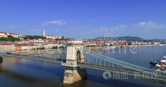 匈牙利布达佩斯链桥与多瑙河视频