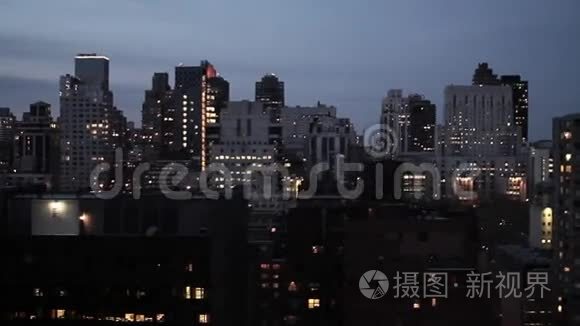 纽约市夜景天际线跟踪拍摄