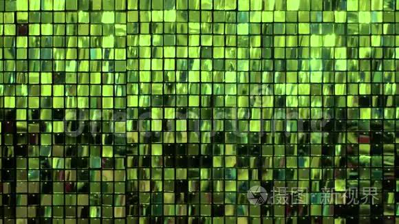 许多闪亮的绿色方块视频