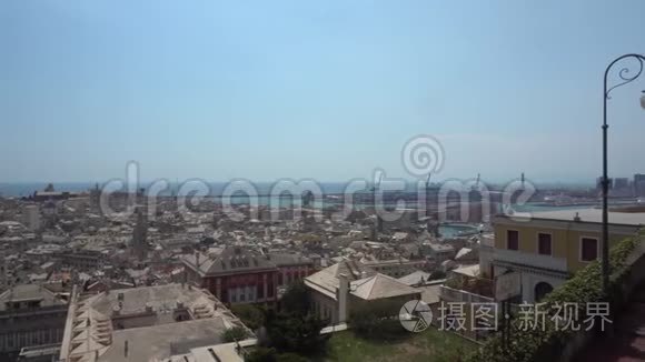 从热那亚市海港的顶部俯瞰视频