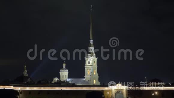彼得堡彼得堡和保罗堡的钟楼视频