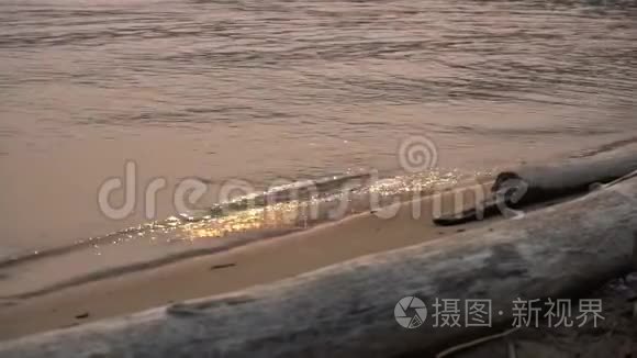 沿海岸带反射的小波浪视频