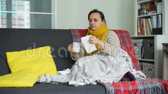家里感冒的女人视频