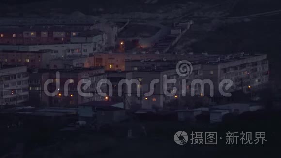 夜间城市的睡眠区景观视频