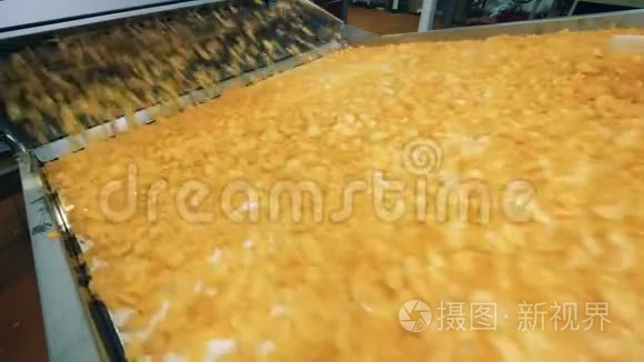 土豆片被工业运输者重新安置视频