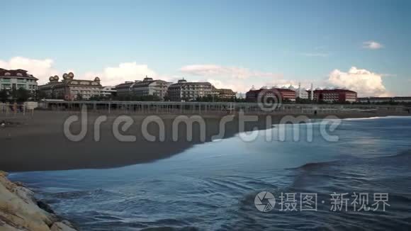 土耳其海滩和沿海酒店景观视频