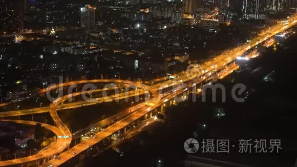 城市景观，城市风貌.. 桥上夜间交通、鸟瞰图
