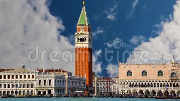 威尼斯大运河坎帕尼勒钟楼景观视频