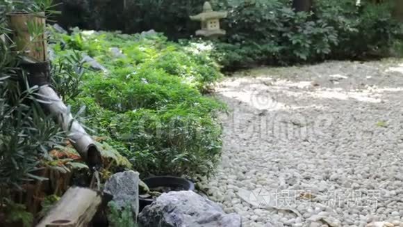 花园里的小日本喷泉视频