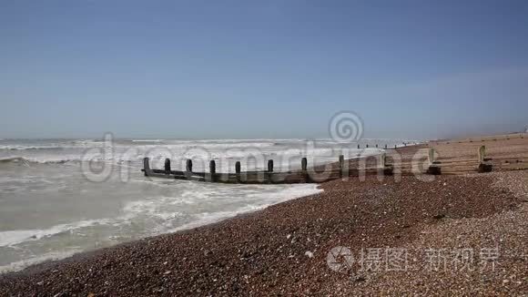 东沃辛西苏塞克斯海滩景观视频