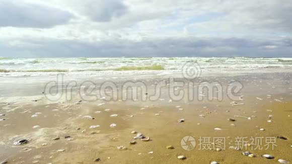 波浪卷向沙滩视频