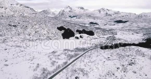 挪威冬季景观史诗般的道路视频