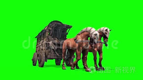 马车绿幕3d渲染动画短视频