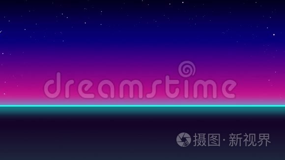 夜晚蓝粉色天空的道路动画