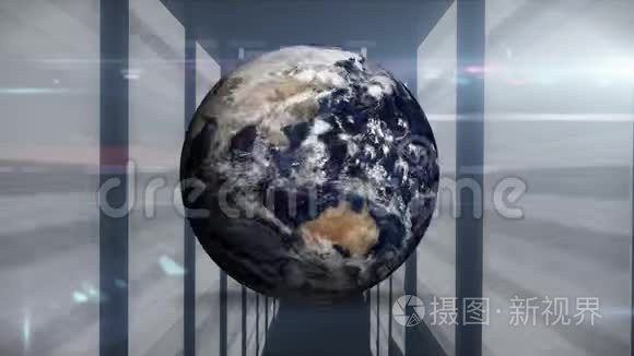 后台计算机处理的地球自转动画视频