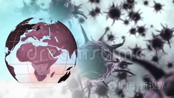 全球紫色电晕病毒动画视频