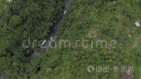 巴厘岛热带山脉瀑布视频